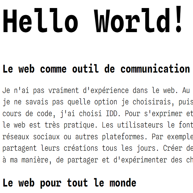 Page web avec du texte en noir sur fond blanc.