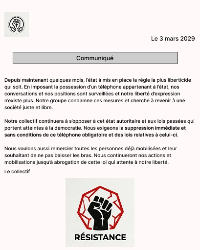 feuille de papier, communiqué avec texte et 2 logos